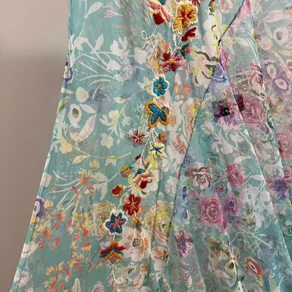 $458 NWT Johnny Was BIYA Forever Flower Floral Mesh Embroidered Maxi Dress S - Picture 12 of 16